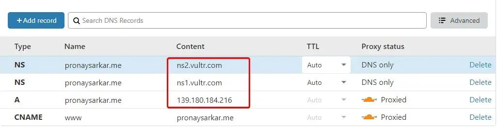 Paste DNS record to Domain Registrar