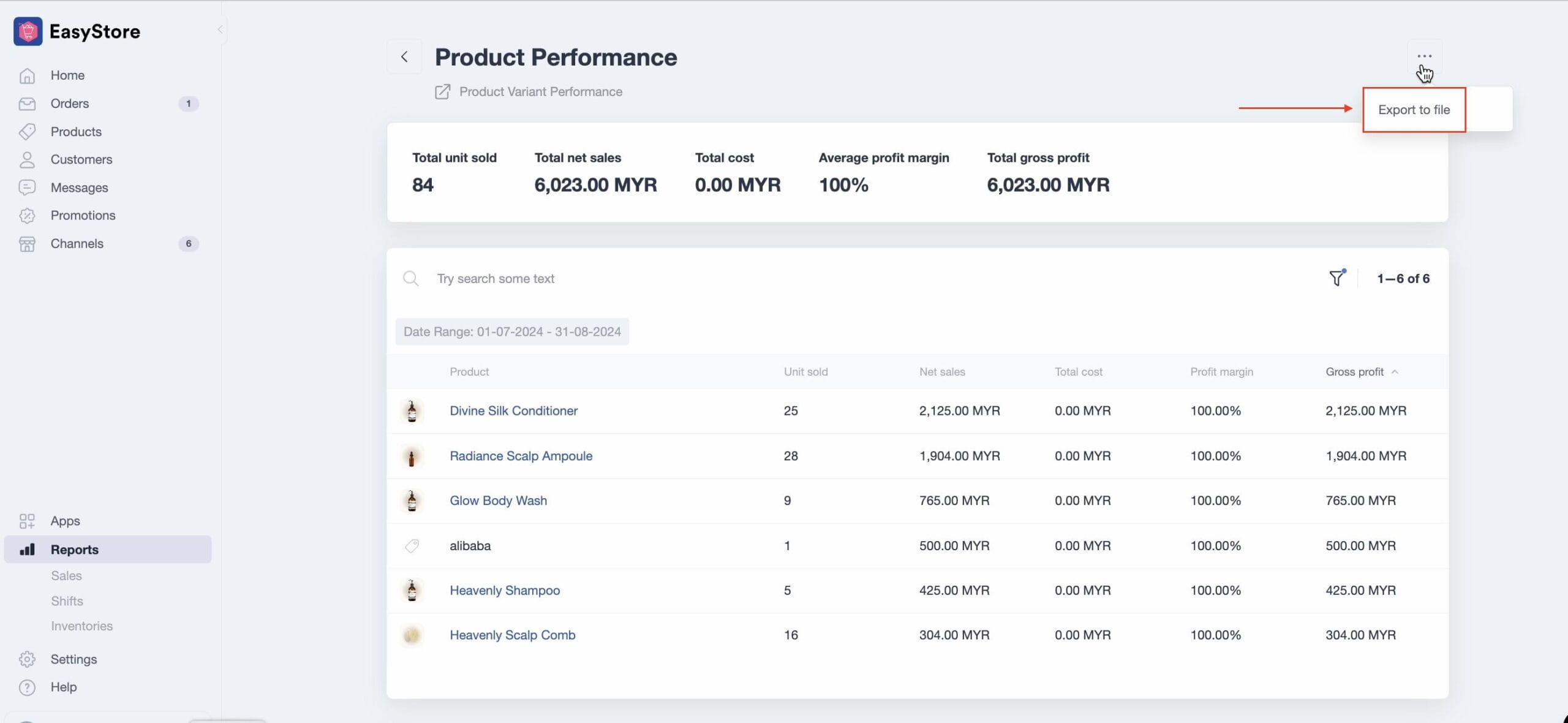 EasyStore unified commerce dashboard